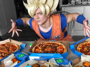 GOKU EATS 10,000 CALORIE DOMINOES PIZZA MEAL | SHONEN SCRAN