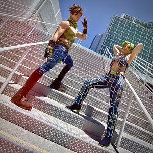 Joseph Joestar and Jolene Cujoh cosplays from the popular manga and anime series JoJo's Bizarre Adventure