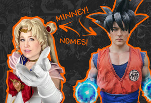 Cosplay fitness duo Be More Shonen in their Dragonball and Sailor Moon Goku and Usagi costumes