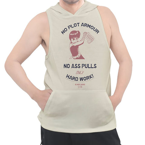 NO PLOT ARMOUR!  - Motivational Sleeveless Gym Hoodie - Anime Fitness Clothes